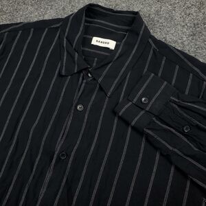 Sandro Button Up Shirt Mens Large Pinstripe Lightweight Viscose Long Sleeve